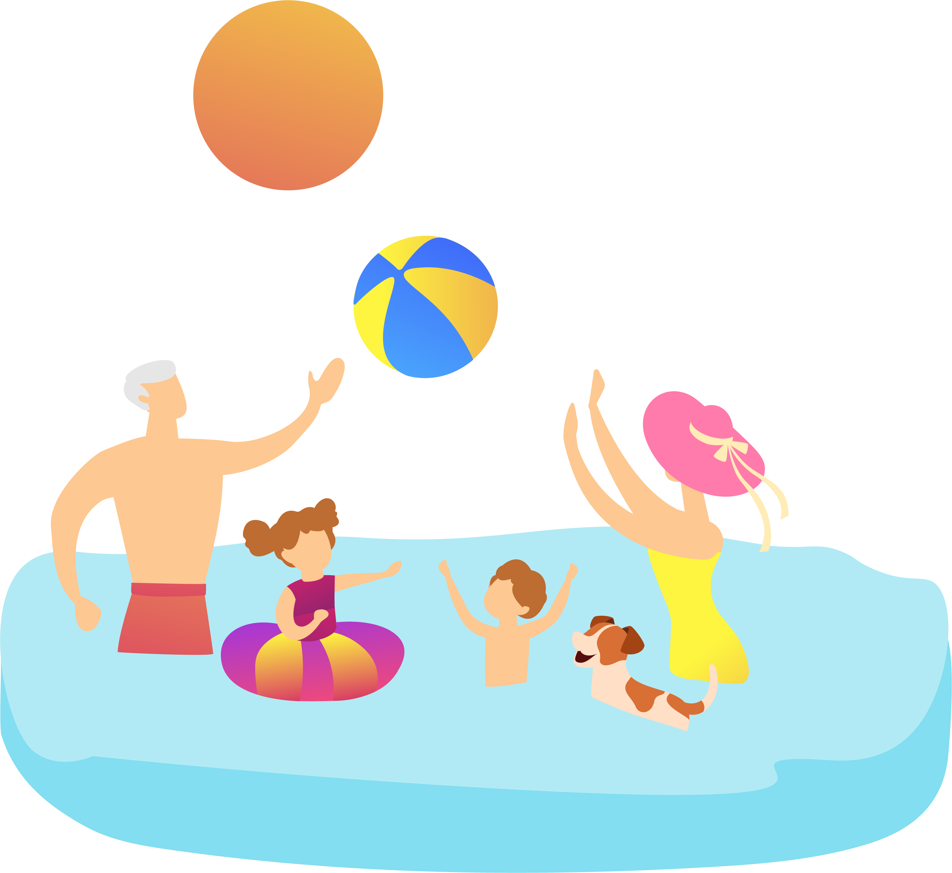 family in pool illustration