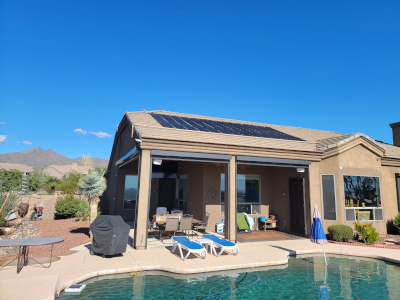 solar pool heating panel on a roof