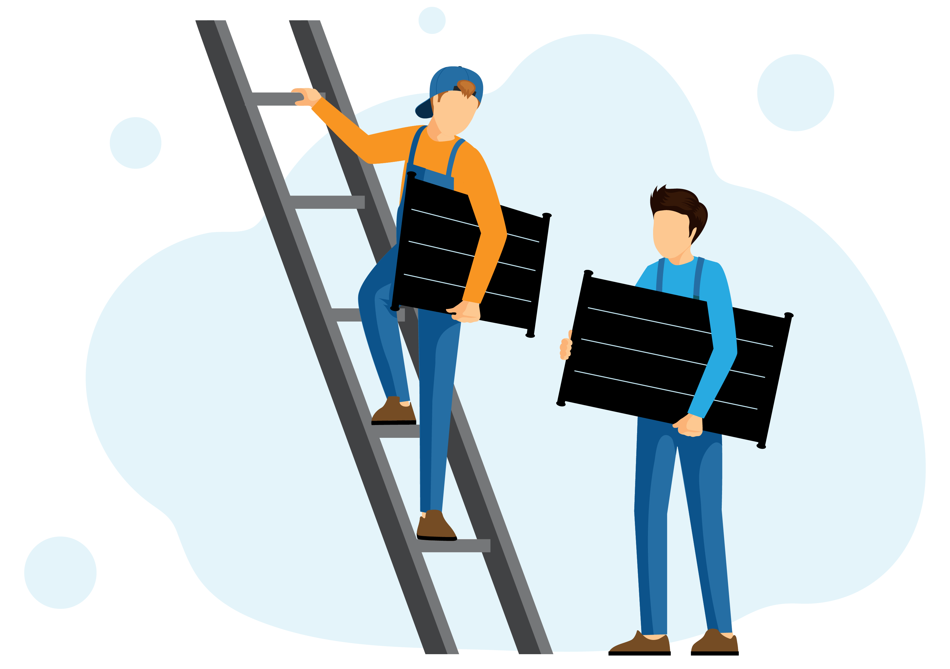 2 solar installers with ladder illustration