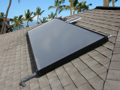 solar water heating panels on roof