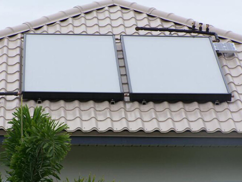 solar water heating panels on roof